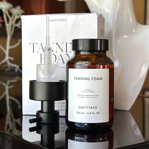 NIB SaltyFace Body Tanning Foam Light Medium No Transfer No Rinse Clean Natural - Picture 2 of 12